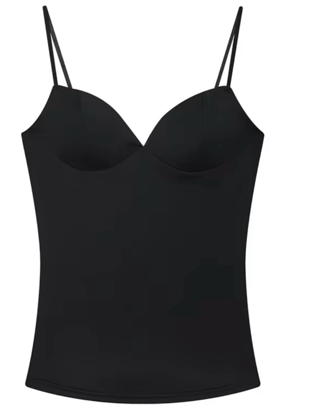 NWT - Cami Black Stretch with Built-In Cups - Women Tops Corset Style Bodycon